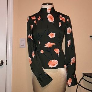 Forever21 forest green zip blouse